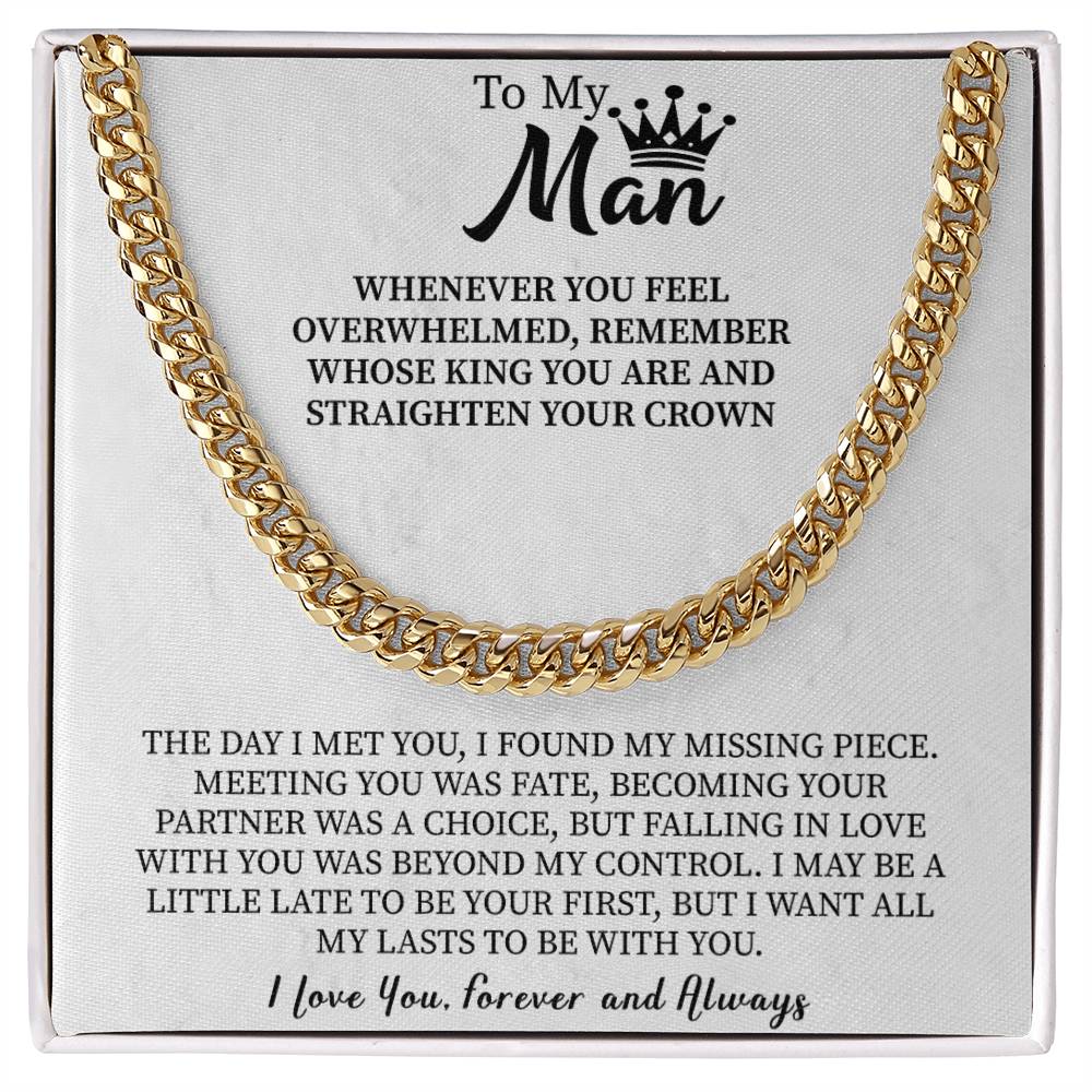 To My Man Necklace, Boyfriend Valentines Day Gift, Necklace for Fiance, Men Necklaces for Him, Gift For Boyfriend, Husband Gift, Husband Necklace, Boyfriend Necklace, Boyfriend Jewelry - Beauty Belliss